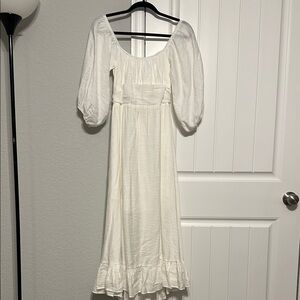Elegant White Puff Sleeve Dress